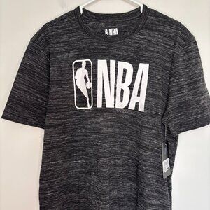 NBA NEW Tee Mens L Black Heather Basketball Short Sleeve Casual Graphic Stretch